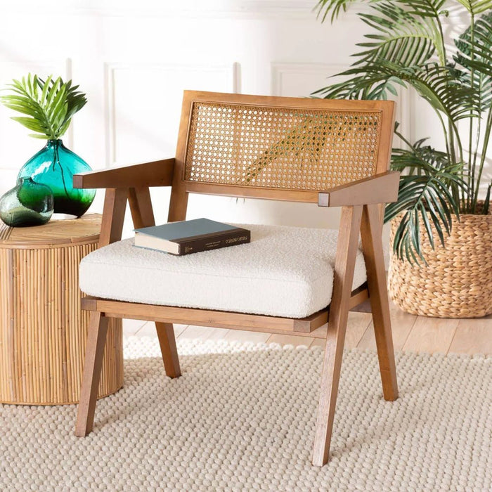 Chandigarh Rattan Accent Chair with Upholstery - Afday
