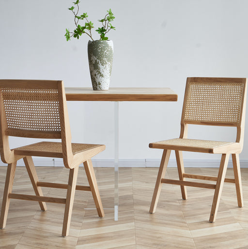 Teakwood Rattan dining chair - Afday