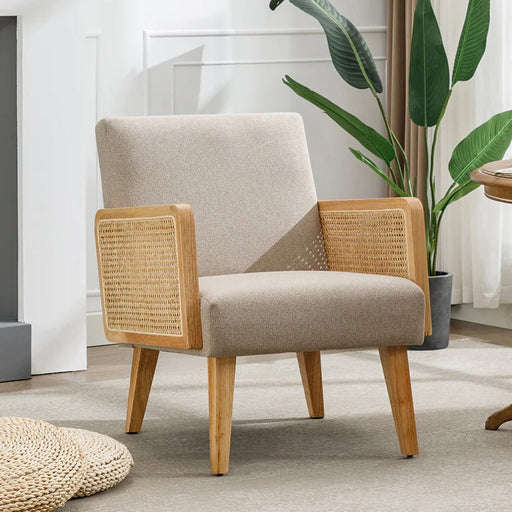 Japandi Farmhouse Rattan Chair - Afday
