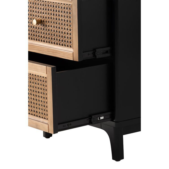 Black Finish Cane Bedside Table - Afday