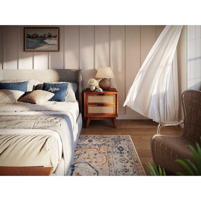 Rattan Double Drawer Bedside Table - Afday