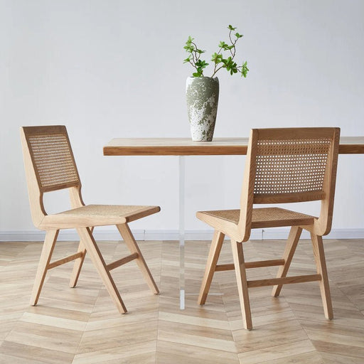 Teakwood Rattan dining chair - Afday