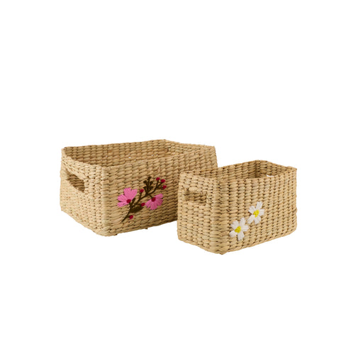 The Blossom Embroidered Wicker Basket Set - Afday