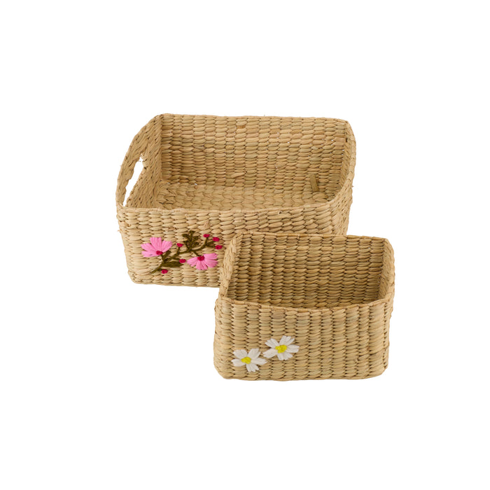 The Blossom Embroidered Wicker Basket Set - Afday