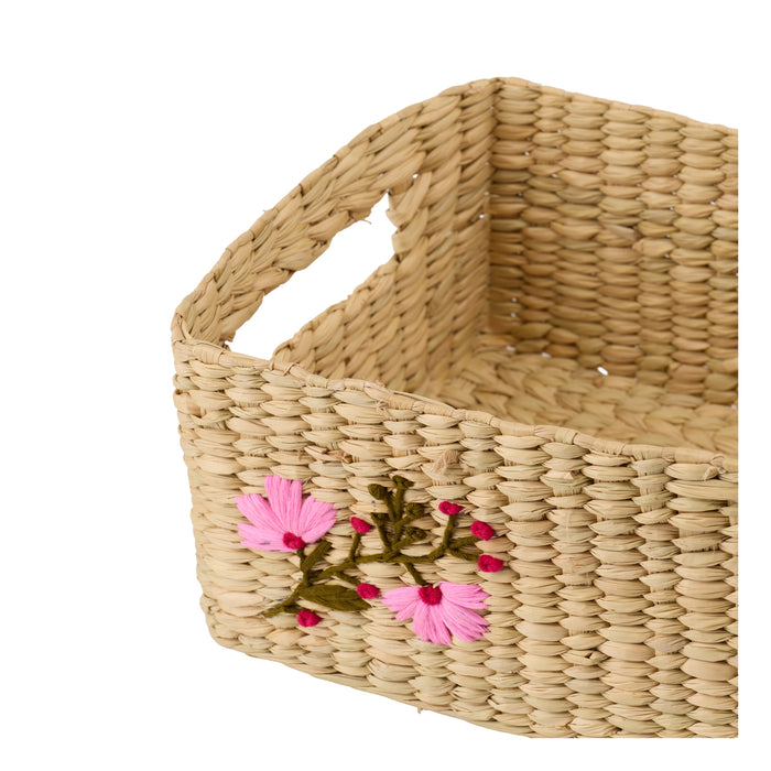 Maya Embroidered Wicker Basket - Afday