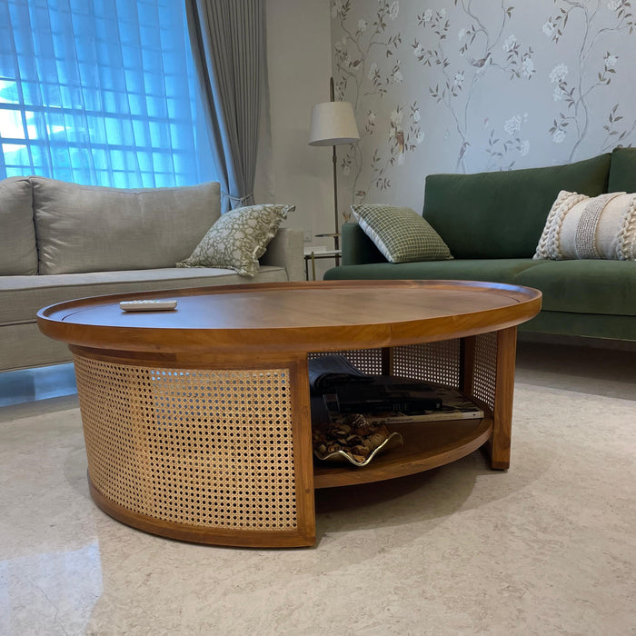 Solace Teakwood Cane Coffee Table - Afday