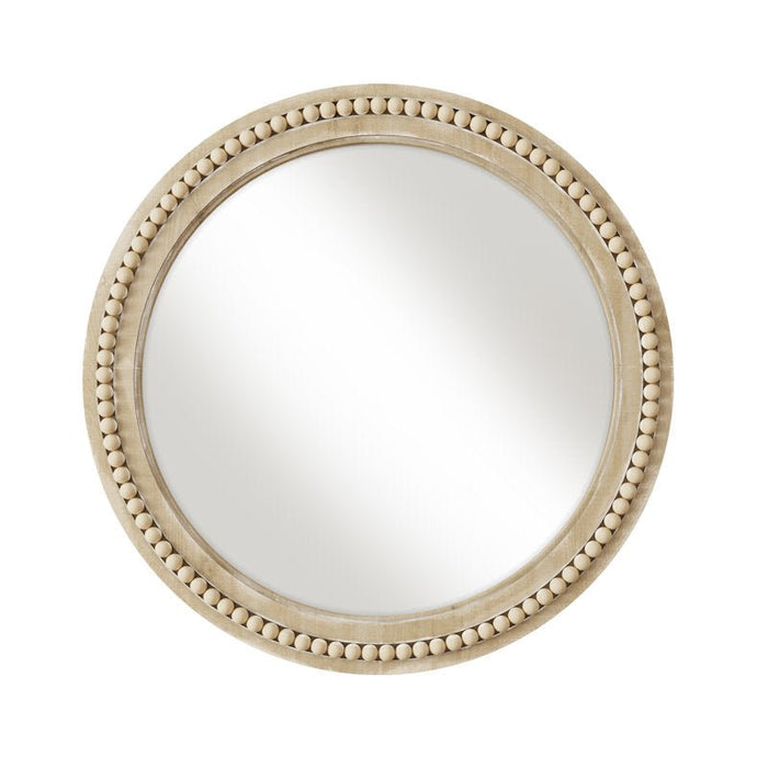Elle Round Wood Wall Mirror - Afday