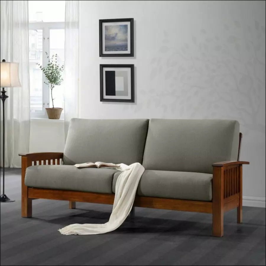 Hills Wooden Arm 3 Seater Sofa Afday